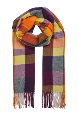 Weird Fish Badida Brushed Check Scarf Rust Leaves Size ONE