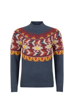 Weird Fish Arelia Ikat Knitted Jumper Navy Size 8