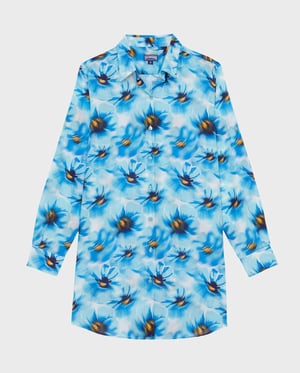 Vilebrequin - Women Cotton Voile Shirt Dress Poppies - Shirt Dress - Fragance - Blue - Size L