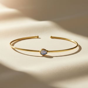 Opal October Birthstone Crystal Gold Vermeil Plated Bangle