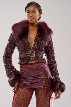 AKIRA If You're Down Fur Trim Moto Jacket | Size XL