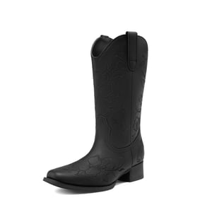 DREAM PAIRS Classic Comfy Square Toe Mid Calf Cowboy Boots