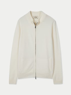 Essential Cashmere Full-Zip Cardigan - 2XL / White / WK69-01