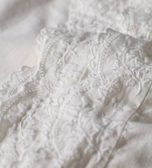White Elsie Embroidered Cotton Linen Curtain (Single)