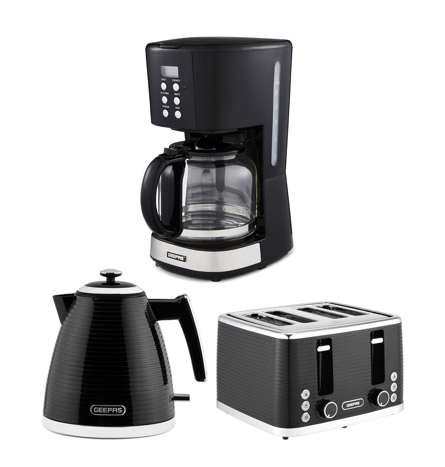 1.5L Filter Coffee Machine, 1.7L Electric Kettle & 4-Slice Toaster Set