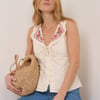 White Floral Collared Waistcoat