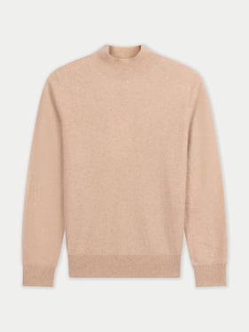 Organic Color Cashmere Timeless Mock Neck Sweater - XL / Beige / WK1067-0002/0000