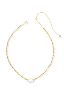 Elisa Gold Beaded Necklace Ivory