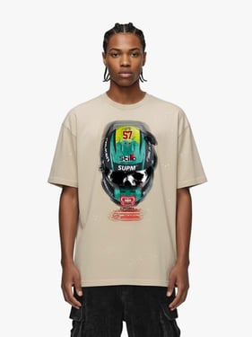 Racing Helmet Graphic T-Shirt - Apricot / 2XL