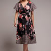 Goddiva Flutter Sleeve Printed Midi Dress - Leopard Print