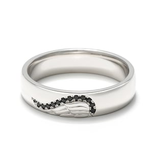 Jeulia Angel Wing Creative Engraved Sterling Silver Men's Band