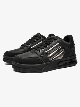 Dark Embroidered Letters Skate Shoes - Black / 44