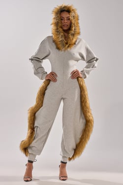 AKIRA You Wish Jumpsuit With Fur Accents | Size 1X