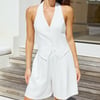Next Level Up Halter Vest Top White