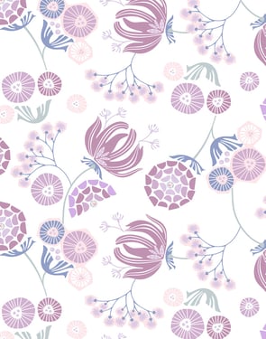 Mediterranean Floral' Wallpaper by Tea Collection - Lavender - Traditional / 27 in. x 27 ft.