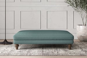 nkuku Deni Large Dining Footstool | Make To Order | Recycled Cotton Teal | Recycled Cotton Airforce