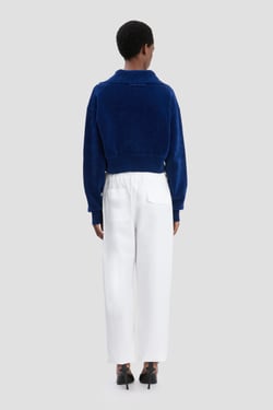 Victoria Beckham Collared Jumper In Bright Navy - XL - Womens