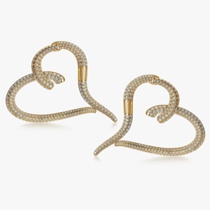 Pave Heart Diamond Earrings - 7.70 CT