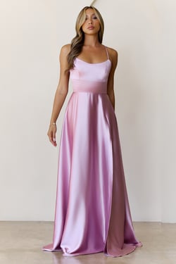 Soaked In Beauty Satin Maxi Dress Rose