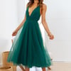 Summer Cinderella Midi Dress Forest Green