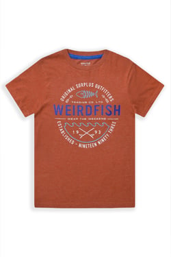 Weird Fish Ripple Kids Eco Graphic T-Shirt Nut Size 11-12