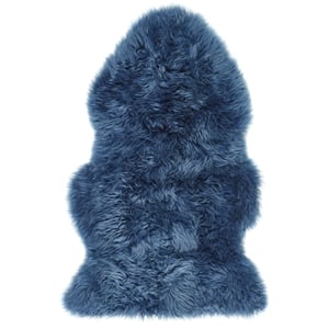 Genuine Sheepskin Rug Navy - Single - 60x95cm