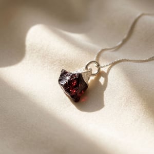 Sterling Silver Raw Garnet January Birthstone Crystal Necklace