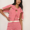 Red Striped Fine Knit Shorts