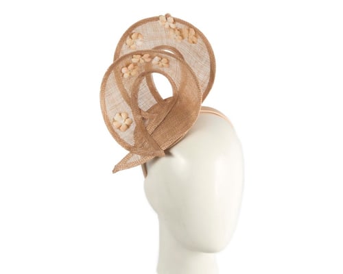 Exquisite nude sinamay fascinator by Max Alexander