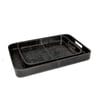 Derby Rectangle Leather Tray Set   Black