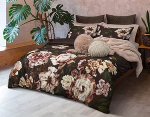 QE Home Francesca Duvet Cover, Cotton, Floral, Pink, Double
