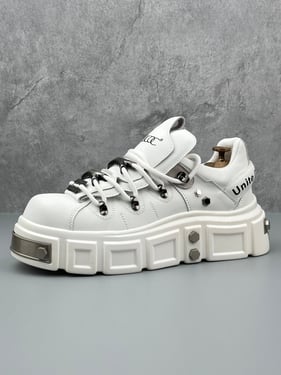 Punk Style Rivet Derby Shoes - White / 38