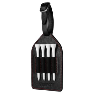 Leather Golf Tee Holder - Black with Red Detail