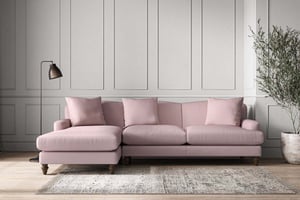 nkuku Deni Large Left Hand Chaise Sofa | Make To Order | Recycled Cotton Lavender | No Colour