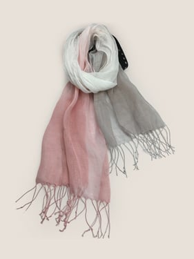 Linen Gradient Fringed Light Scarf - Blush Taupe / One Size
