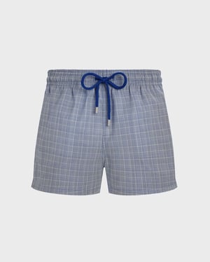 Vilebrequin - Men Ultrafine Wool Swim Shorts Prince Of Wales Check - Swimwear - Milton - Blue - Size XXXL