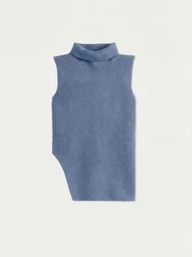 Turtle Neck Cashmere Vest - 2XL / dusty blue / WK1031-1897