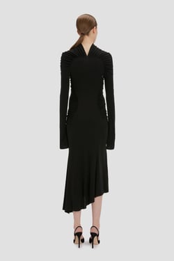 Victoria Beckham High Neck Midi Dress In Black - 14 - Womens