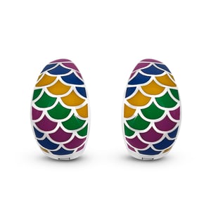 Jeulia "Geometric Pattern" Multicolored Enamel Sterling Silver Earrings