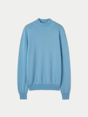 Essential Mock Neck Cashmere Sweater - 2XL / azure blue / MK34-900