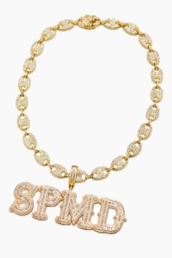 Thesupermade Hip-hop Diamond Letter Necklace - 2229 - Gold