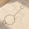 Dainty Beaded Link Chain Silver Bracelet And Ring