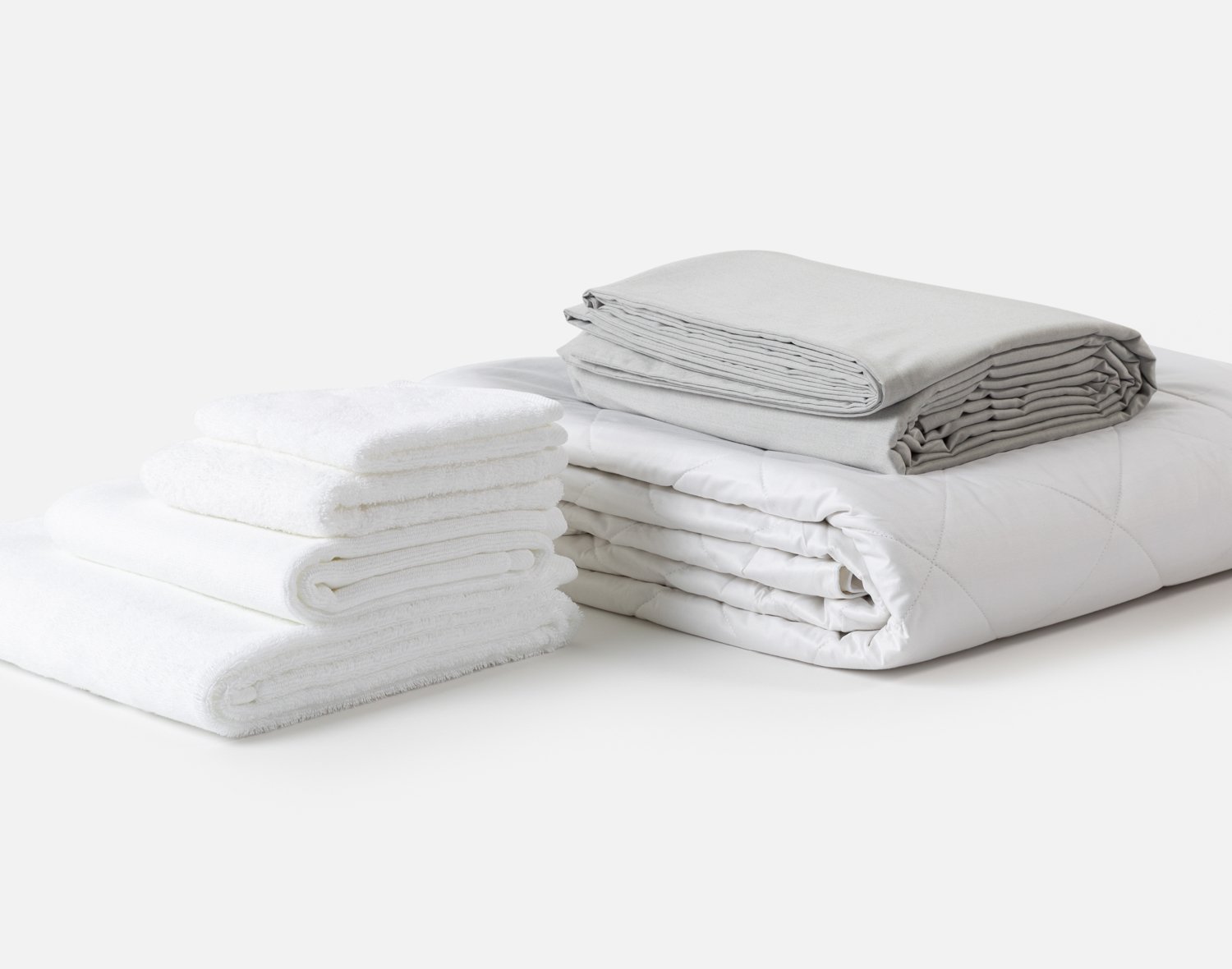 QE Home 6-Piece Bath & Bedding Essentials Bundle - Charcoal & White, Queen