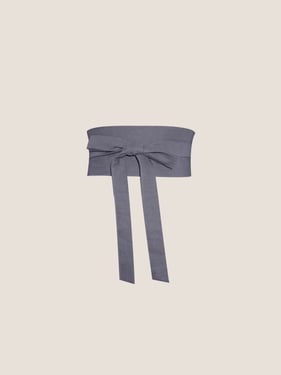 Linen Wide Tie-Front Waist Belt ZAFIRA - Dusty Purple / One Size