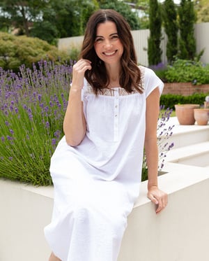 Christina Womens Lace Detail Seersucker Long Nightdress - 28