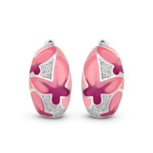Jeulia "Colorful Butterfly" Enamel Sterling Silver Hoop Earrings