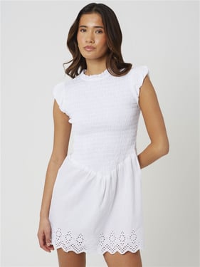 Brave Soul Yuuika Ruched Bodice Short Dress - White - XS