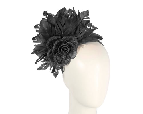 Black feather fascinator by Max Alexander