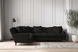 nkuku Deni Large Left Hand Corner Sofa | Make To Order | Brera Linen Charcoal | No Colour