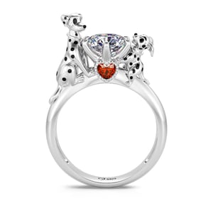 Jeulia Hug Me "Love and Care" Mom and Baby Dalmatian Round Cut Sterling Silver Ring